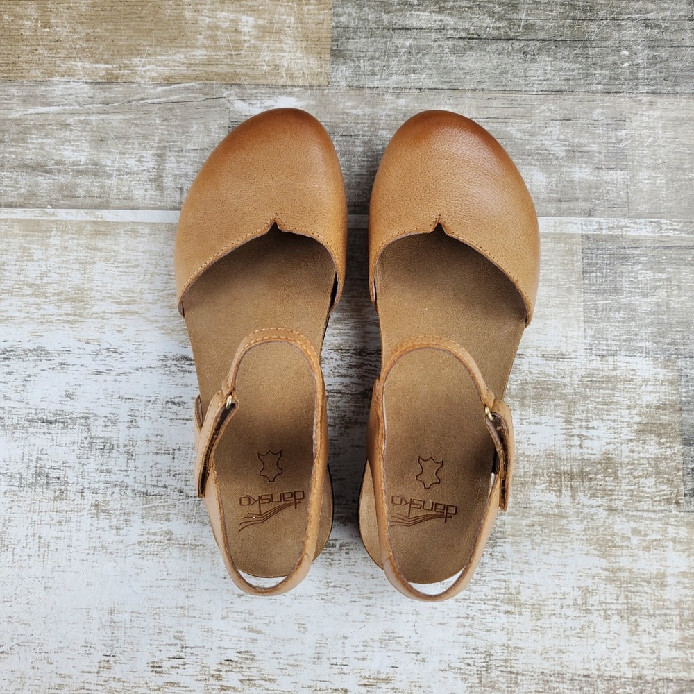 Dansko Rowan Womens Mary Jane Sandals Sz 8.5 - 9 Honey Distressed Ankle Strap - Picture 6 of 10